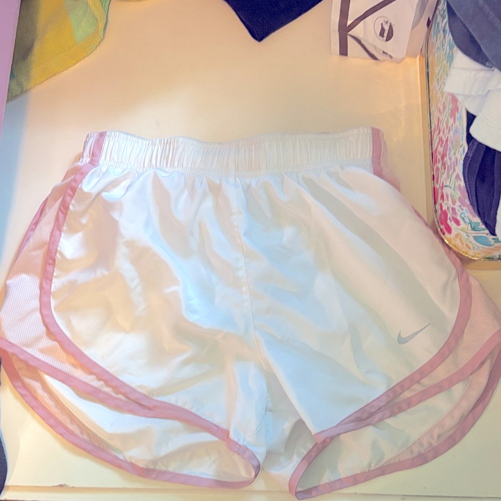 Nike Women's Athletic Shorts in White and Pink